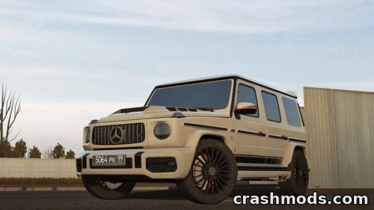 Detailed Mercedes-Benz W464 G63 AMG SUV parked in a scenic environment, showcasing its sleek design and sporty features.