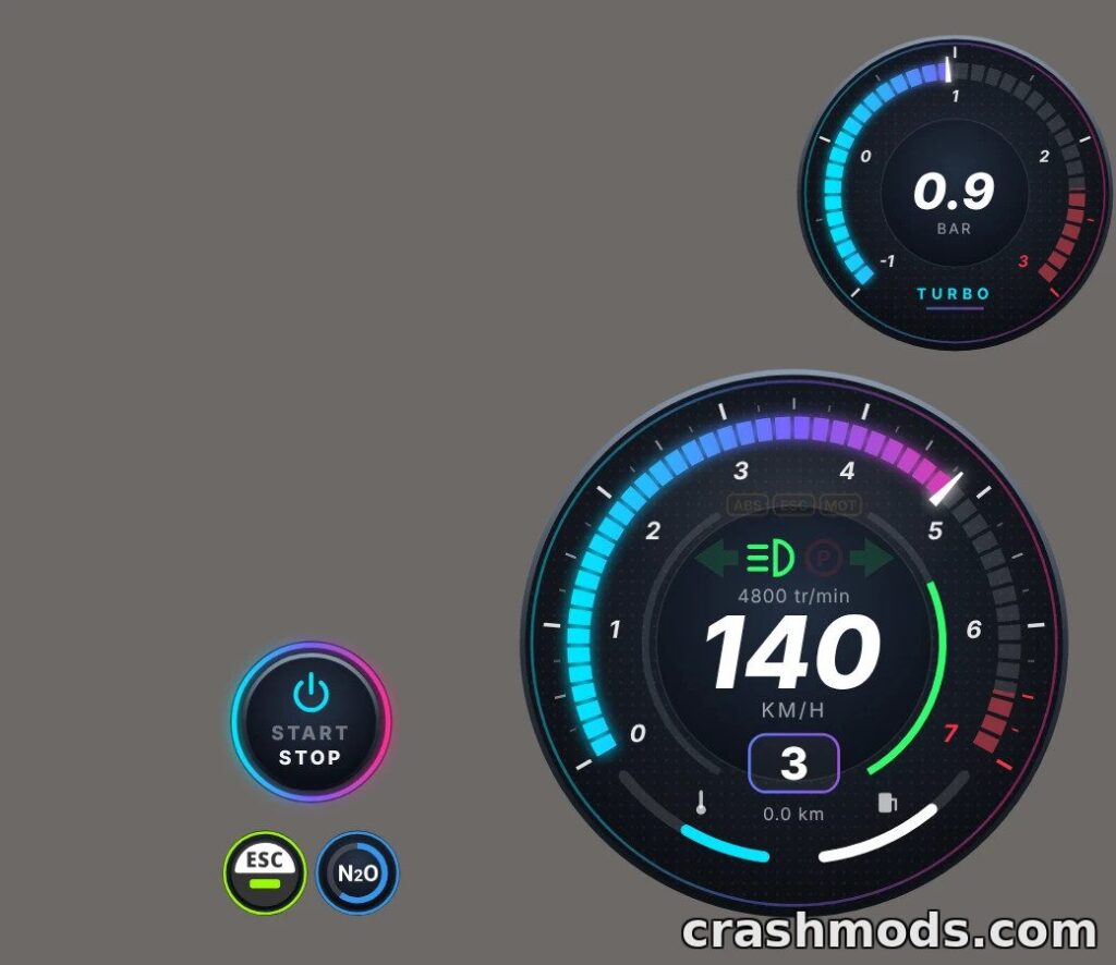 Modern Speedometer – Sleek In-Game HUD Addon BeamNG.drive mod screenshot