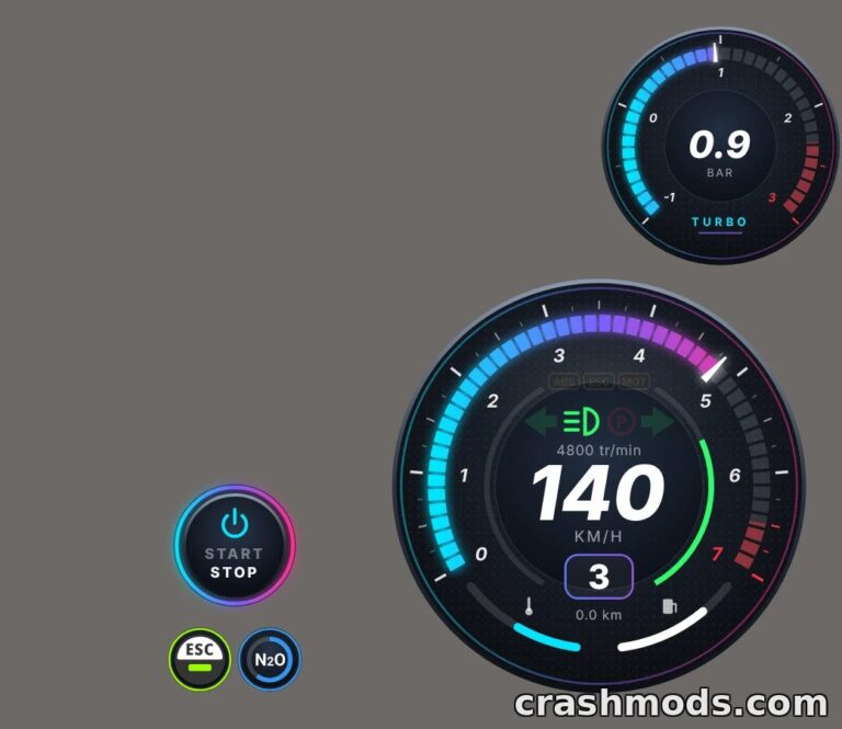 Modern Speedometer – Sleek In-Game HUD Addon BeamNG.drive mod screenshot