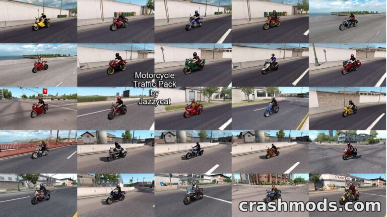 Motorcycle Traffic Pack – 93 Realistic Bikes American Truck Simulator mod screenshot