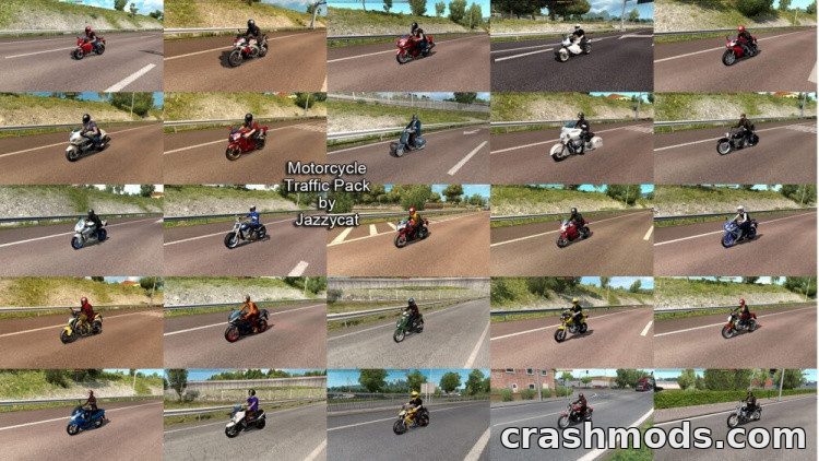 Motorcycle Traffic Pack – 95 Bikes Added to AI Traffic Euro Truck Simulator 2 mod screenshot