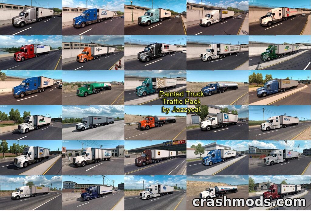 Painted Truck Traffic Pack – Real Company Skins Collection American Truck Simulator mod screenshot