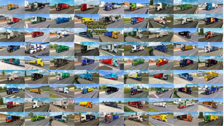 Painted Truck Traffic Pack – Over 1100 Real Company Liveries Euro Truck Simulator 2 mod screenshot