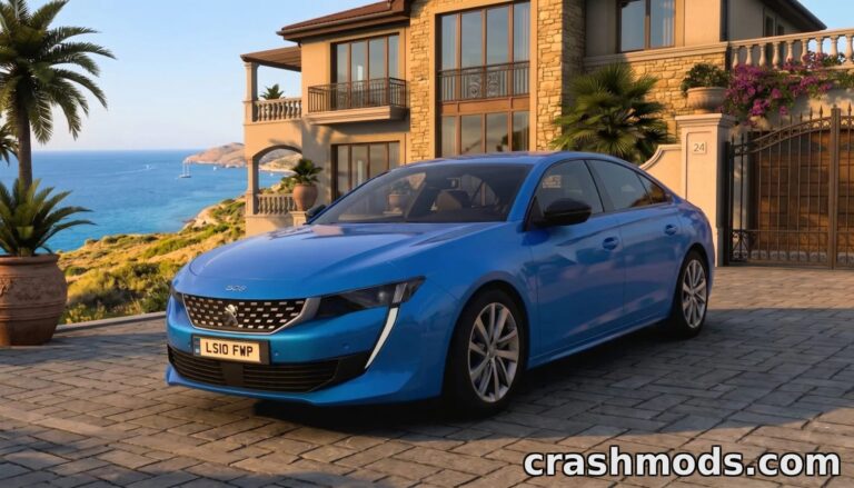 Peugeot 508 GT 2022 – Realistic Sedan Car Addon American Truck Simulator mod screenshot
