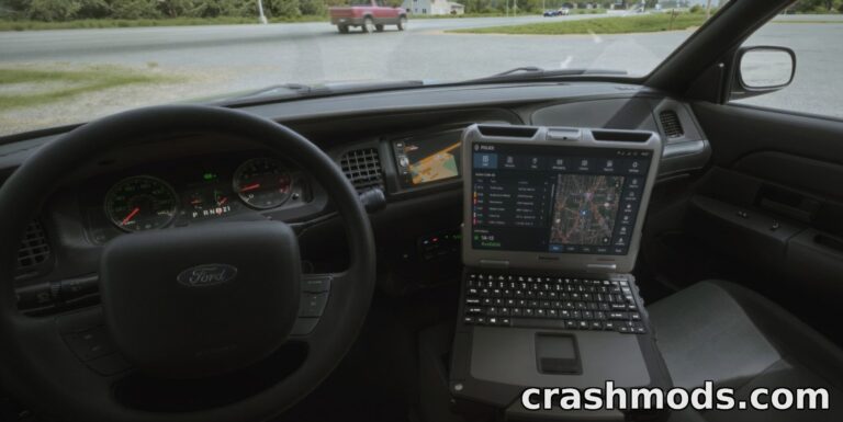 Police Crown Vic Interior – Custom Patrol Cabin American Truck Simulator mod screenshot