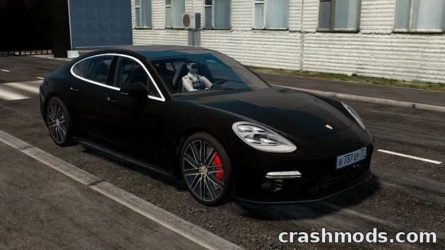 Realistic Porsche Panamera Turbo mod showcased in City Car Driving, featuring sleek design and detailed interior.