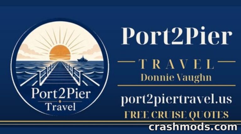 Port2Pier Travel Billboards – Custom Roadside Ads American Truck Simulator mod screenshot
