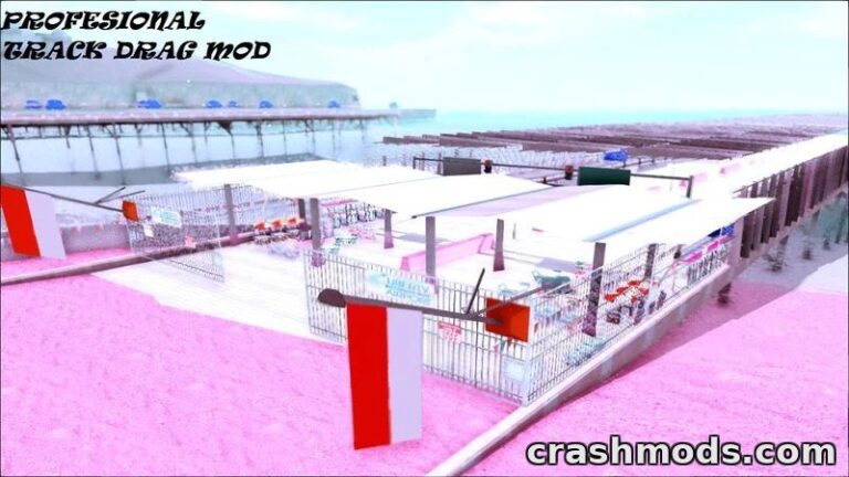 High-speed racing circuit layout featuring vibrant stalls and a drag strip in GTA San Andreas mod.