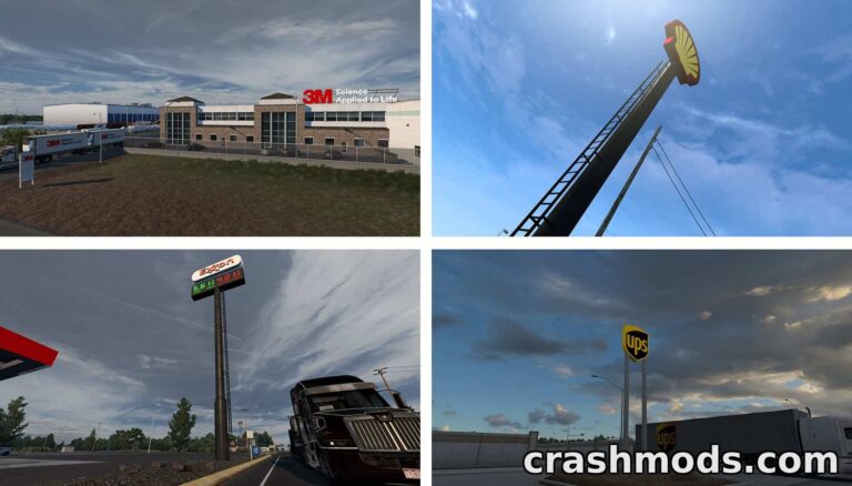 Real Companies, Shops & Billboards – Brand Overhaul American Truck Simulator mod screenshot