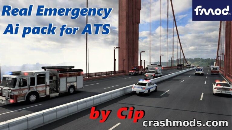Real Emergency AI Pack – Police & Emergency Traffic American Truck Simulator mod screenshot