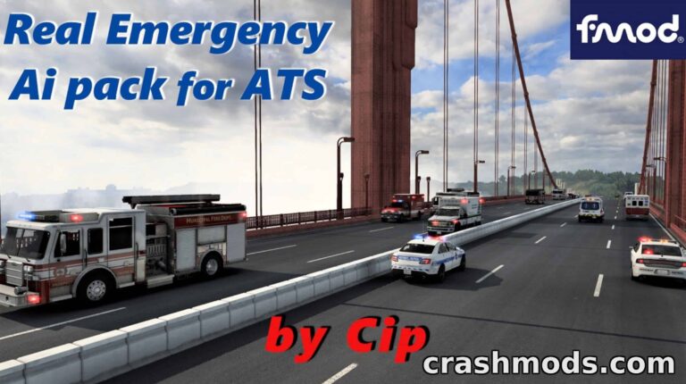 Real Emergency AI Pack – Police Sirens & Beacons American Truck Simulator mod screenshot