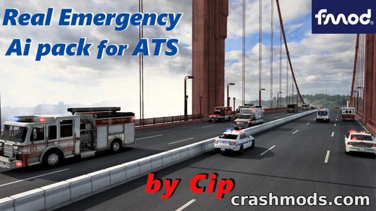 Real Emergency AI Pack – Enhanced Sirens and Traffic Immersion American Truck Simulator mod screenshot