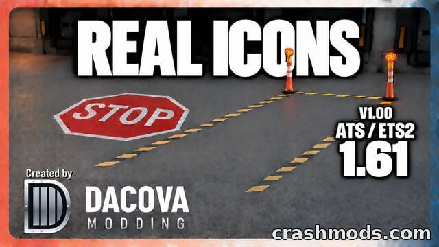 Real Icons – Realistic Road Markings & Night Lights American Truck Simulator mod screenshot