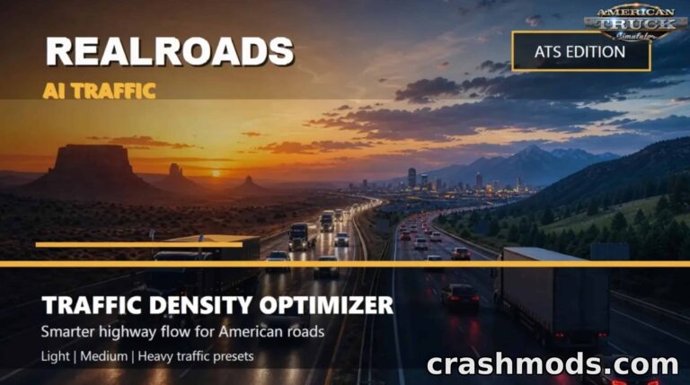 Real Roads AI Traffic Medium – Balanced Density Preset American Truck Simulator mod screenshot