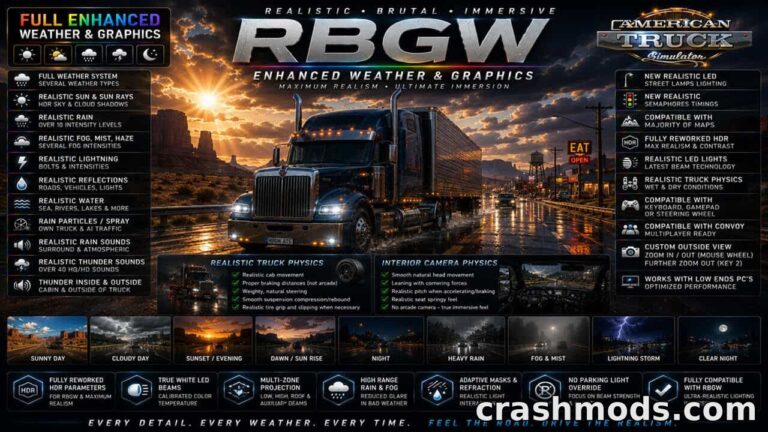 Realistic Brutal Graphics and Weather – Full Weather Overhaul American Truck Simulator mod screenshot