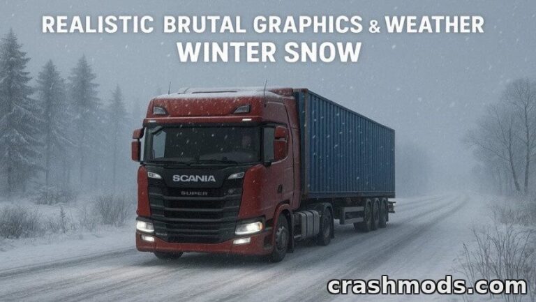 Realistic Brutal Graphics and Weather Winter Snow – HDR Winter Euro Truck Simulator 2 mod screenshot
