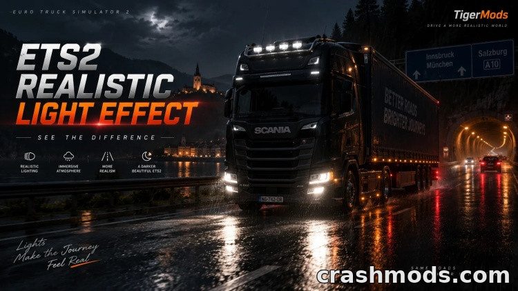 Realistic Light Effect – Brighter, More Natural Truck Lighting Euro Truck Simulator 2 mod screenshot