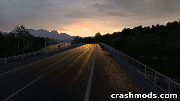 Realistic Rain Reflections – Wet Road Graphics Addon American Truck Simulator mod screenshot