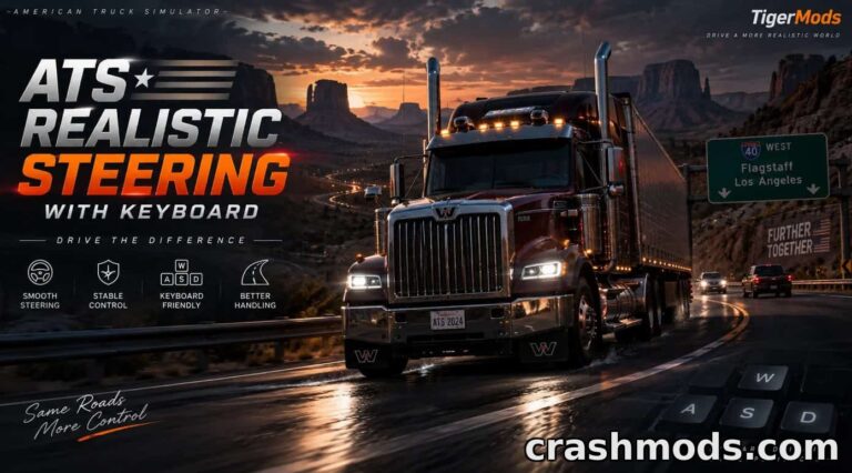 Realistic Steering with Keyboard – Smoother Control American Truck Simulator mod screenshot