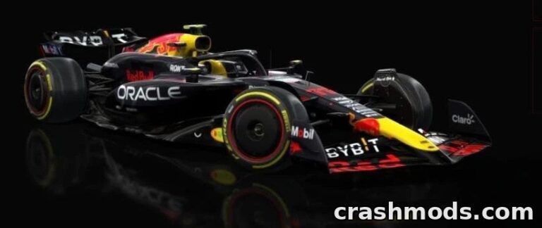 Red Bull RB20 F1 car showcased in sleek black design, highlighting modern racing aesthetics for Assetto Corsa.
