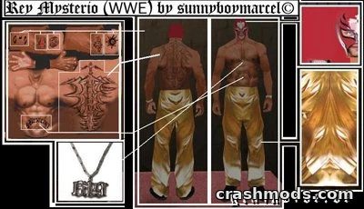 Rey Mysterio Updated – Wrestler Skin with All Tattoos GTA San Andreas mod screenshot