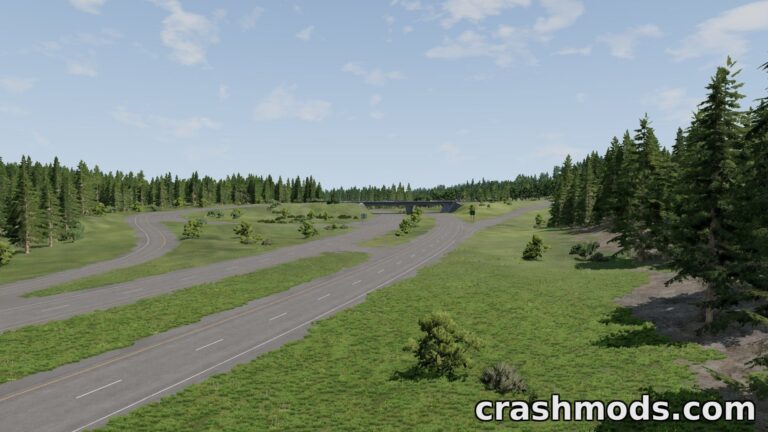 River Highway – 200 km Road Map with Airport and Railway BeamNG.drive mod screenshot