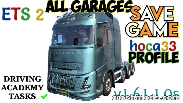 SaveGame Profile – Level 100, Max Skills and All Garages Euro Truck Simulator 2 mod screenshot