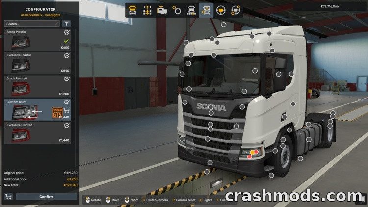 Scania Custom Headlights Pack – LED Strips in Five Colors – screenshot 2