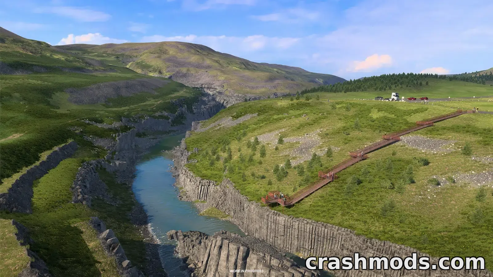 Seljalandsfoss waterfall scene from the Euro Truck Simulator 2 Iceland DLC