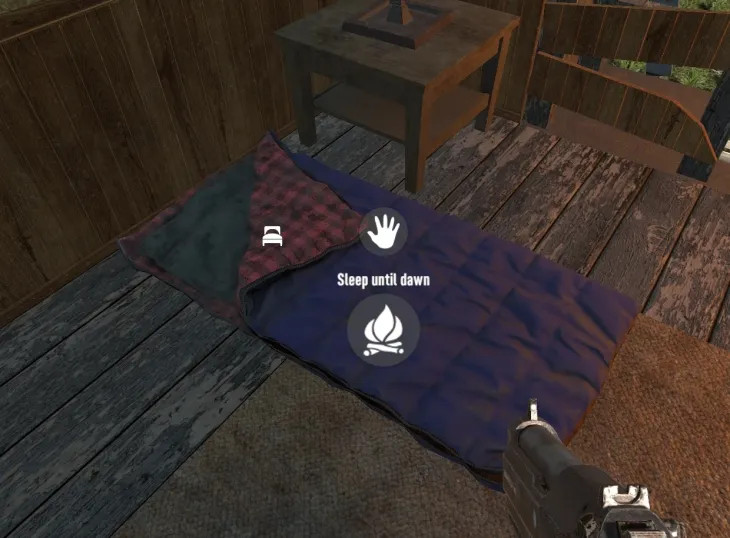 Sleep Until Dawn – Bedroll Radial Time Skip 7 Days to Die mod screenshot