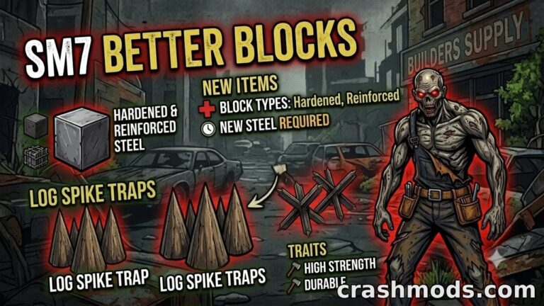 SM7 Better Blocks – Steel Spike & Defense Upgrades 7 Days to Die mod screenshot