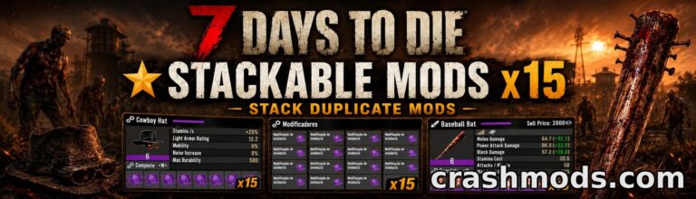 Stack Duplicate Attachments – Up to 15x Item Bonuses 7 Days to Die mod screenshot