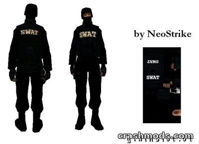 Tactical dark blue SWAT outfit for GTA San Andreas, featuring detailed textures and realistic gear.