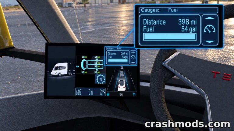 Tesla Semi 2019 – Electric Truck with Realistic Range American Truck Simulator mod screenshot