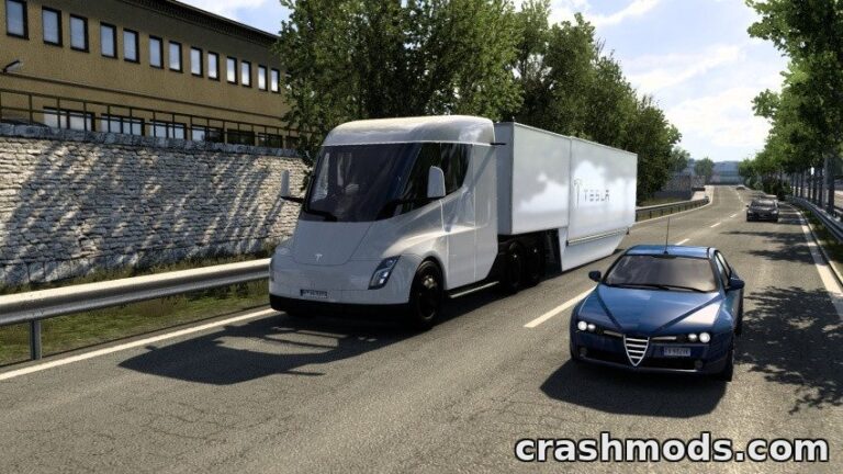 Tesla Semitruck – Electric Semi with Cabin Accessory Slots Euro Truck Simulator 2 mod screenshot