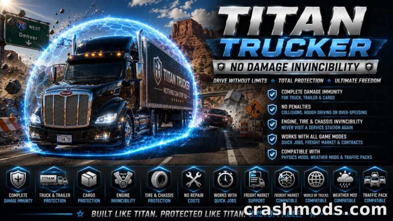 Titan Trucker – No Damage Invincibility American Truck Simulator mod screenshot