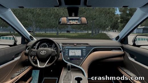 Detailed interior view of the Toyota Camry XV70, showcasing customizable features in City Car Driving.