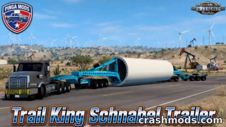 Trail King Schnabel Trailer – Heavy-Haul Lowboy American Truck Simulator mod screenshot