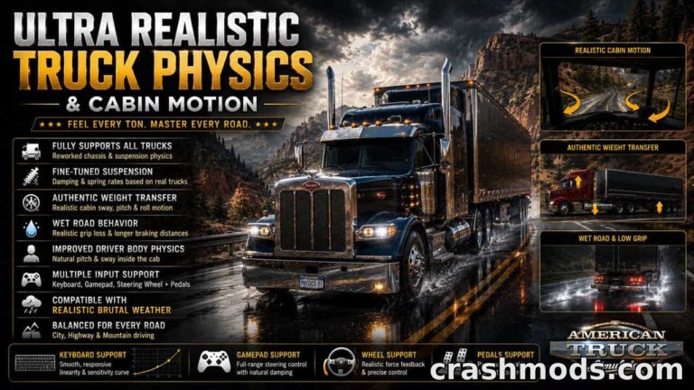 Ultra Realistic Truck Physics – Cabin Motion Overhaul American Truck Simulator mod screenshot