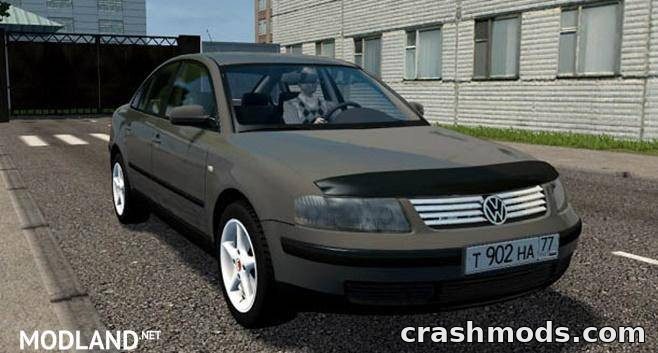 Realistic Volkswagen Passat B5 1.8 Turbo mod showcased in City Car Driving, featuring detailed exterior and wheels.