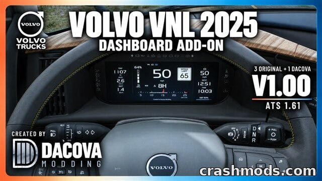 Volvo VNL 2025 Dacova Dashboard Screen – Digital Display Add-on American Truck Simulator mod screenshot