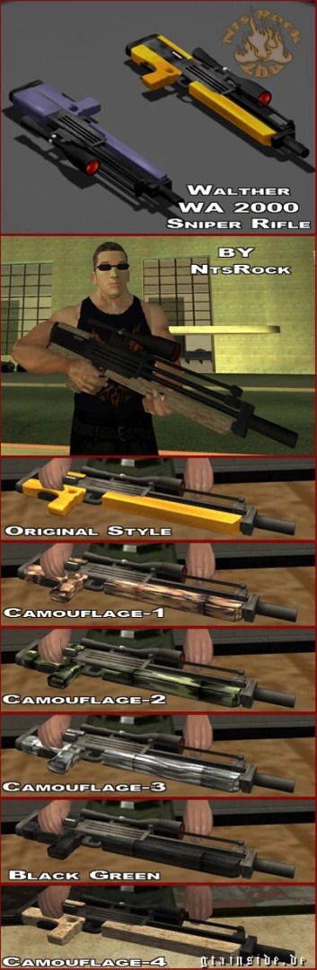 Walther WA2000 Sniper Rifle – Six Texture Styles GTA San Andreas mod screenshot