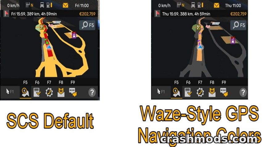 Waze Style GPS Colors – Realistic Dark Mode Navigation
