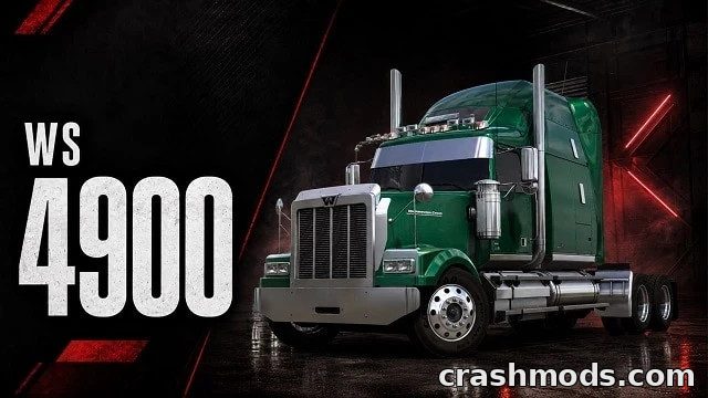 The Western Star 4900 Lite Edition truck showcases a sleek green design, ready for American Truck Simulator adventures.