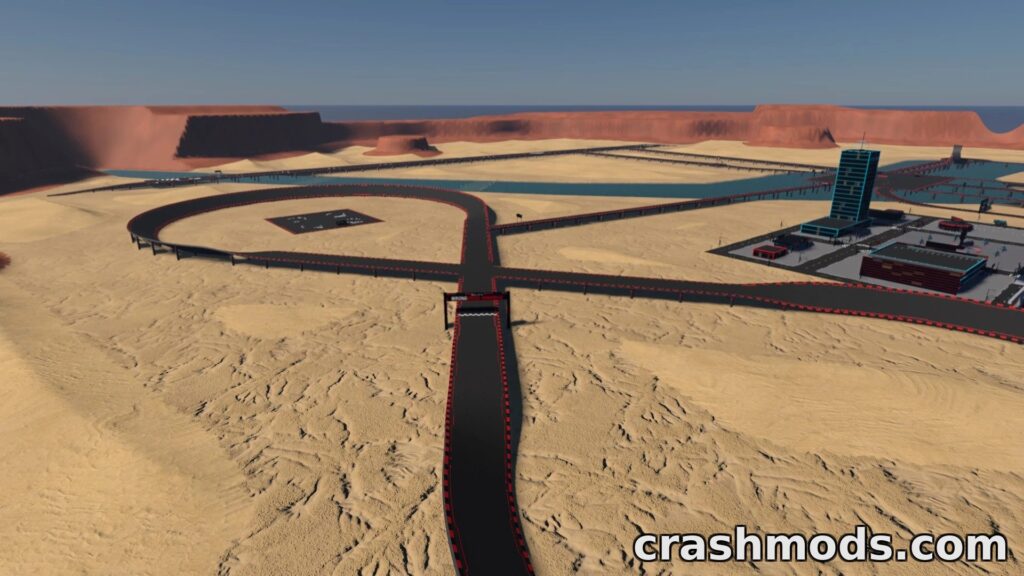 WrongDroid Sandbox – Desert Stunt Map with Off-Road Trails BeamNG.drive mod screenshot