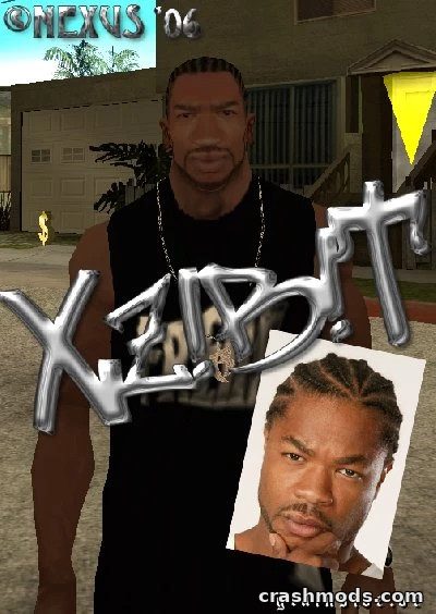Xzibit character skin mod for GTA San Andreas, featuring a detailed model and a photo reference.